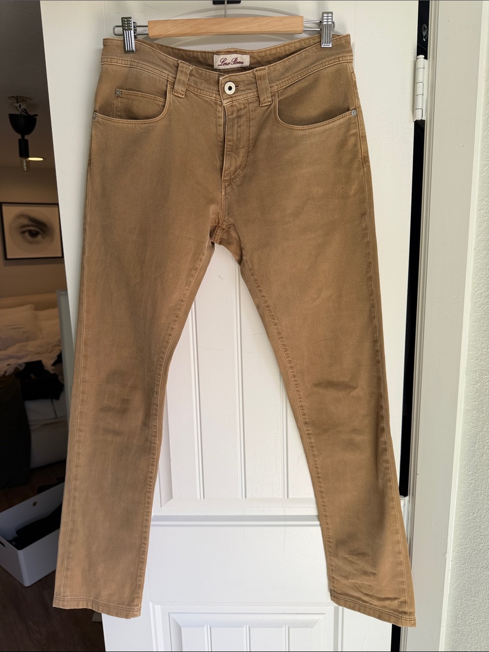 Lori Piana Men's Slim Straight Jeans in Camel Brown